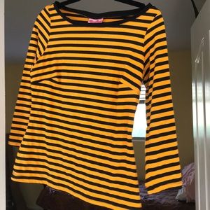 Yellow and Black Striped Boatneck Tee